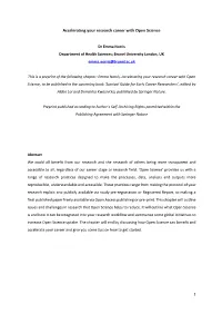 Accelerating Your Research Career with Open Science