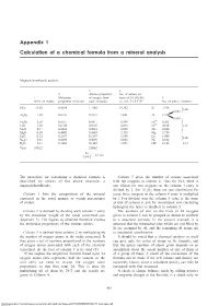 Appendix 1 Calculation of a Chemical Formula from a Mineral Analysis