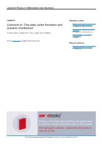 Comment on 'Two-State Vector Formalism and Quantum Interference'