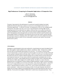 High Performance Computing for Geospatial Applications: a Prospective View