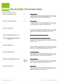 Melbourne Program Guide