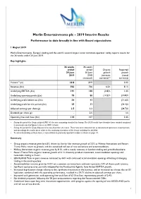 2019 Interim Results Performance to Date Broadly in Line with Board Expectations