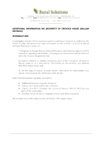 Additional Information on Architect of Ation on Architect of Ation on Architect of Crowick House (William Ouse (William Mccrow)