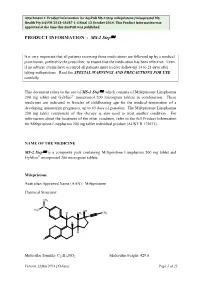 Auspar Attachment 1. Product Information for Mifepristone