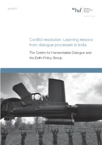 Conflict Resolution: Learning Lessons from Dialogue Processes in India