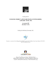 Finding Aid for the In-House Subject and Name Filing System Series, January