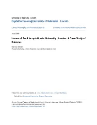 Issues of Book Acquisition in University Libraries: a Case Study of Pakistan