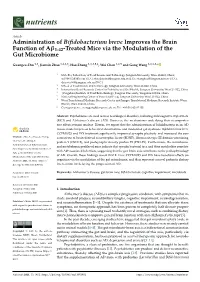 Administration of Bifidobacterium Breve Improves the Brain Function
