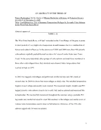 An Abstract of the Thesis Of