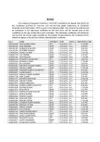 (DEST) of the Candidates Qualified for Interview and Non-Interview Posts Respectively of Combined Graduate Level Examination, 2015 Is Given in the Following Table