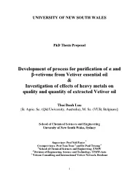 Development of Process for Purification of Α and Β-Vetivone from Vetiver Essential Oil & Investigation of Effects of Heavy