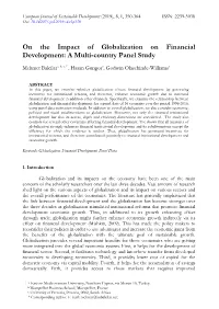 On the Impact of Globalization on Financial Development: a Multi-Country Panel Study