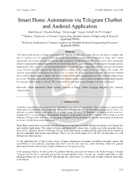 Smart Home Automation Via Telegram Chatbot and Android Application Akash Kasote1, Priyanka Kolage2, Nikita Sadgir3, Gayatri Avhad4, Dr