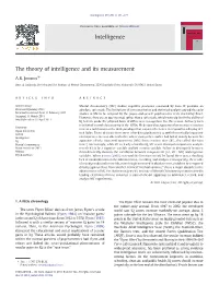 The Theory of Intelligence and Its Measurement