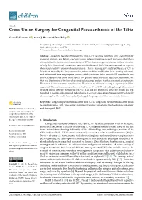 Cross-Union Surgery for Congenital Pseudarthrosis of the Tibia