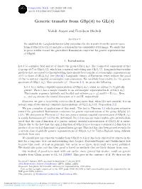 Generic Transfer from Gsp(4) to GL(4)