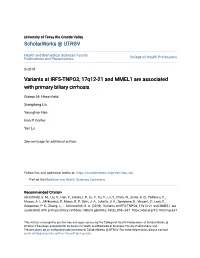 Variants at IRF5-TNPO3, 17Q12-21 and MMEL1 Are Associated with Primary Biliary Cirrhosis