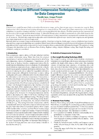 A Survey on Different Compression Techniques Algorithm for Data Compression Ihardik Jani, Iijeegar Trivedi IC