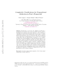 Complexity Classifications for Propositional Abduction in Post's