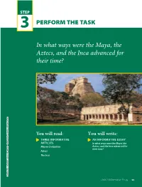 In What Ways Were the Maya, the Aztecs, and the Inca Advanced for Their Time?