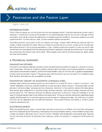 Passivation and the Passive Layer