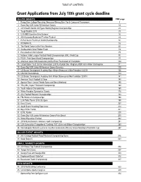 2018-19 First Quarter Grant Application Booklet Table of Contents
