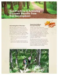 Best Practices in Achieving Economic Benefits from Trail Development