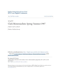 Clark Memorandum: Spring/Summer 1987 J