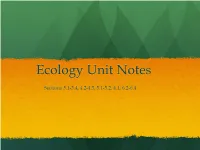 Ecology Unit Notes