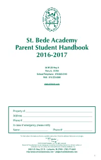 St. Bede Academy Parent Student Handbook 2016-2017