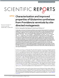 Characterization and Improved Properties of Glutamine Synthetase from Providencia Vermicola by Site-Directed Mutagenesis