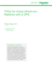 Faqs for Using Lithium-Ion Batteries with a UPS