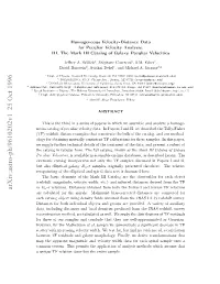 Homogeneous Velocity-Distance Data for Peculiar Velocity Analysis. III