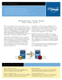 Managing Your Data the Xml Way.Tm