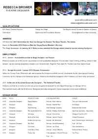 Rebecca Brower Theatre Designer