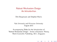 Robust Mechanism Design: an Introduction