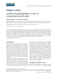 Uniprot Knowledgebase: a Hub of Integrated Protein Data