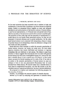 A Program for the Semantics of Science