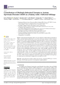 Contribution of Multiple Inherited Variants to Autism Spectrum Disorder (ASD) in a Family with 3 Affected Siblings