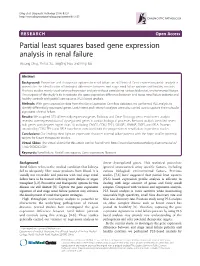 Partial Least Squares Based Gene Expression Analysis in Renal Failure Shuang Ding, Yinhai Xu, Tingting Hao and Ping Ma*