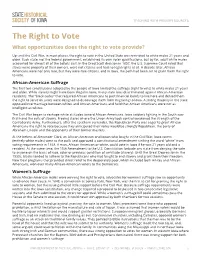 Right to Vote Source Set Teaching Guide
