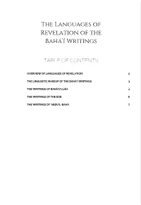 The Languages of the Bahai Writings