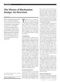 The Theory of Mechanism Design: an Overview