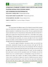 Issn: 2278-6236 Establishing a Standard to Ensure A