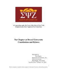 Nu Chapter at Drexel University Constitution and Bylaws
