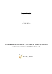 Program Schedule