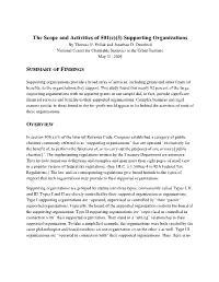 The Scope and Activities of 501(C)(3) Supporting Organizations by Thomas H