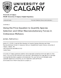 Using the Price Equation to Quantify Species Selection and Other Macroevolutionary Forces in Cretaceous Molluscs