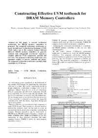 Constructing Effective UVM Testbench for DRAM Memory Controllers
