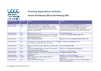 Planning Applications Validated Period